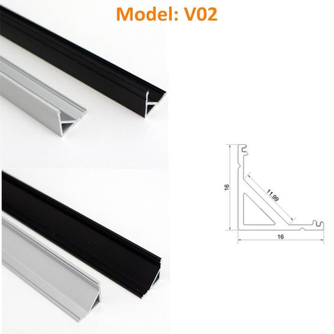 Image of Seperate Aluminum Housing Only for U-Shape and V-Shape LED Aluminum Profile, Fit for U01, U02, U03, U04, U05, U06, V01, V02, V03