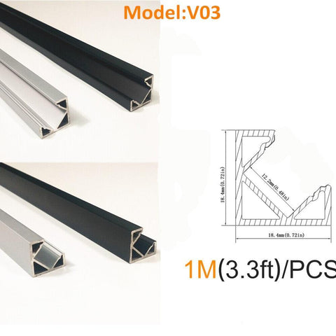 Image of Seperate Aluminum Housing Only for U-Shape and V-Shape LED Aluminum Profile, Fit for U01, U02, U03, U04, U05, U06, V01, V02, V03