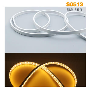 1M/5M/10M/20M  Pack of T0513 LED Neon Light Housing Kit with End Caps and Mounting Clips, Flexible Neon Channel Fit for 10mm Wide LED Strip Lights