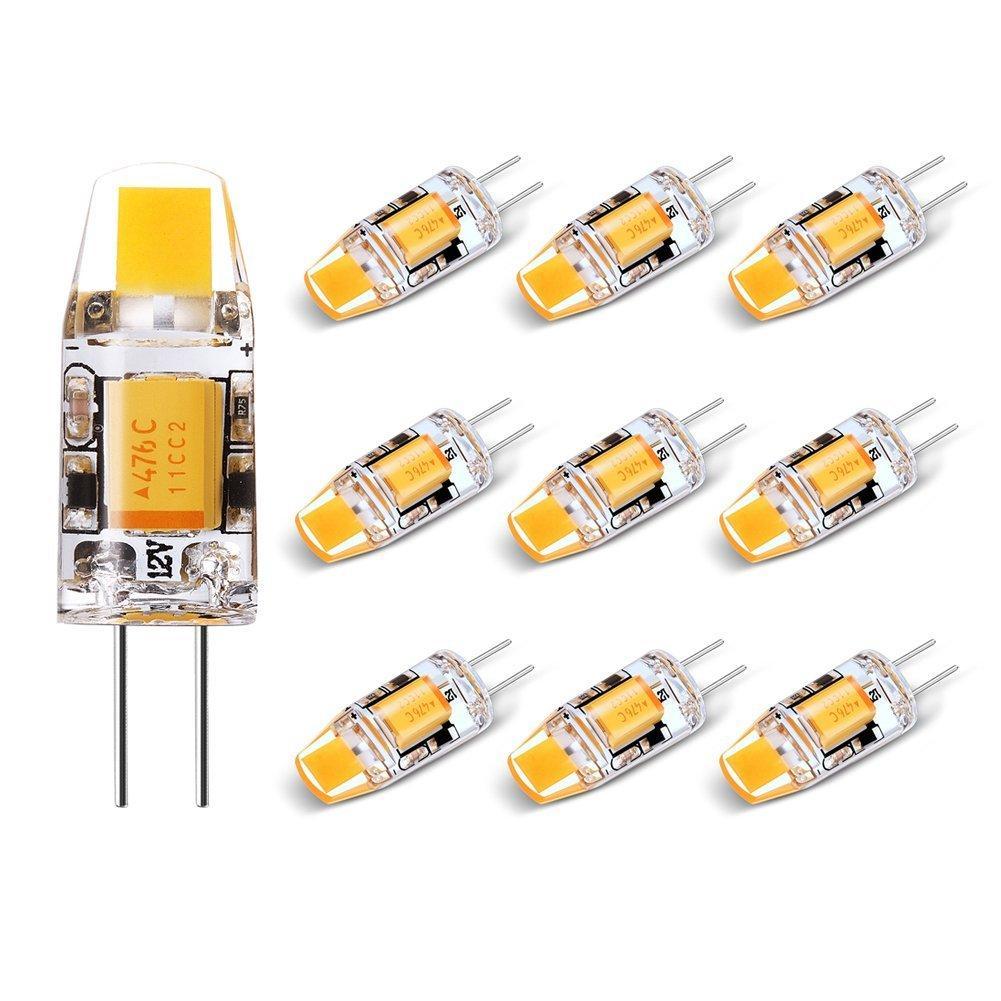 10 Pack G4 LED Light Bulb Bi-Pin Silicon Encapsulation 12V 1 W 0705 COB LEDs CRI>80 100-110Lumen 10W Equivalent