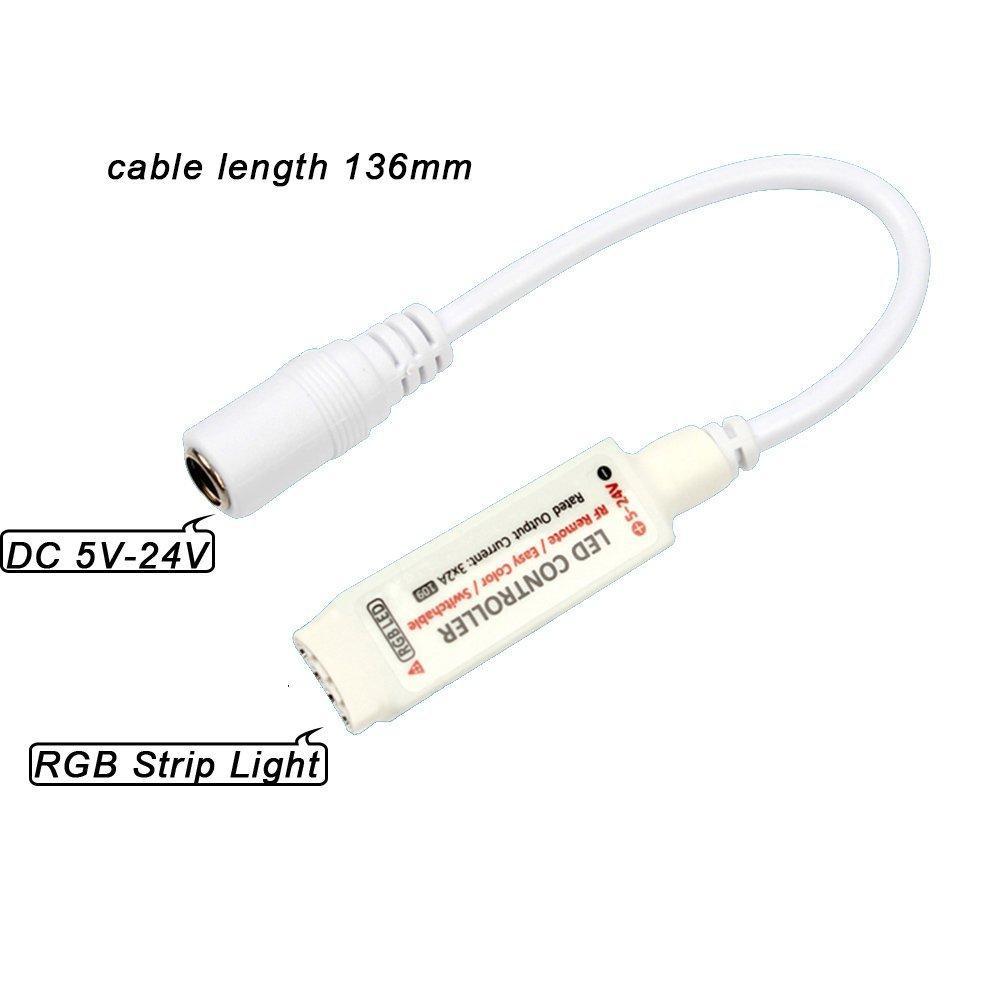 RF Wireless Mini LED Controller with 10-key Remote 5V-24V 12A / 3 Channels for RGB/GRB LED Strip SMD5050 SMD3528 Color Changing