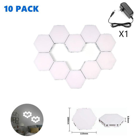 Image of Free Shipping 10 Pack Hexagonal LED Wall Light, DIY Modular Touch Sensitive Lights LED Night Light for Home Decor, Gifts