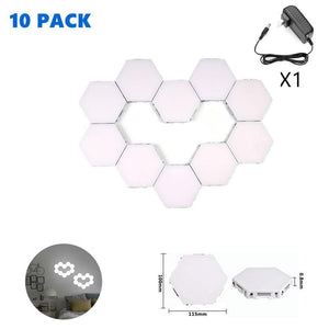 Free Shipping 10 Pack Hexagonal LED Wall Light, DIY Modular Touch Sensitive Lights LED Night Light for Home Decor, Gifts