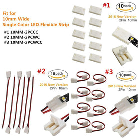 10pcs/Pack New LED Strip Connector Solderless Snap Down 2 Pin Strip to Strip Gapless Jumper for 10mm Wide 5050 5630 Single Color Flex LED Strips