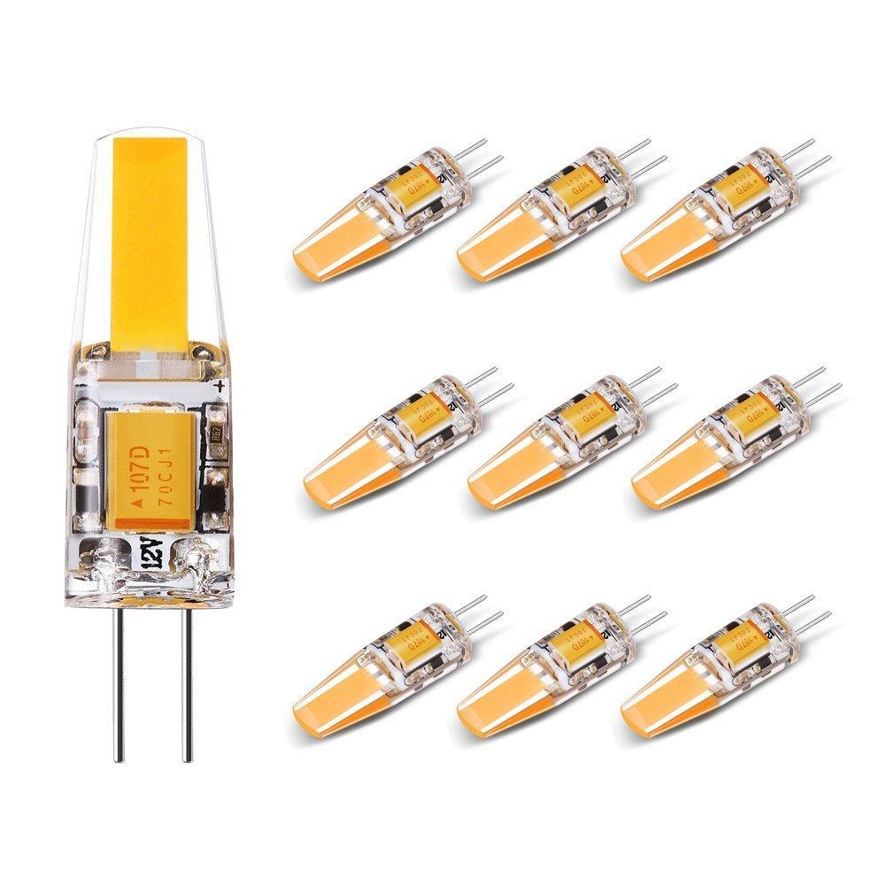 10 Pack G4 LED Light Bulb Bi-Pin base Silicon Encapsulation 12V 2 Watt 1505 COB LEDs CRI>80 160-180Lumen AC/DC 10-20V 20W Equivalent Halogen LED Replacement