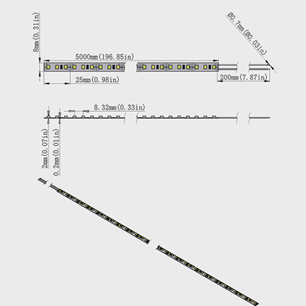 DC 12V Red/Blue/Green/Yellow Dimmable SMD3528-600 Flexible LED Strips 120 LEDs Per Meter 8mm Width 600lm Per Meter