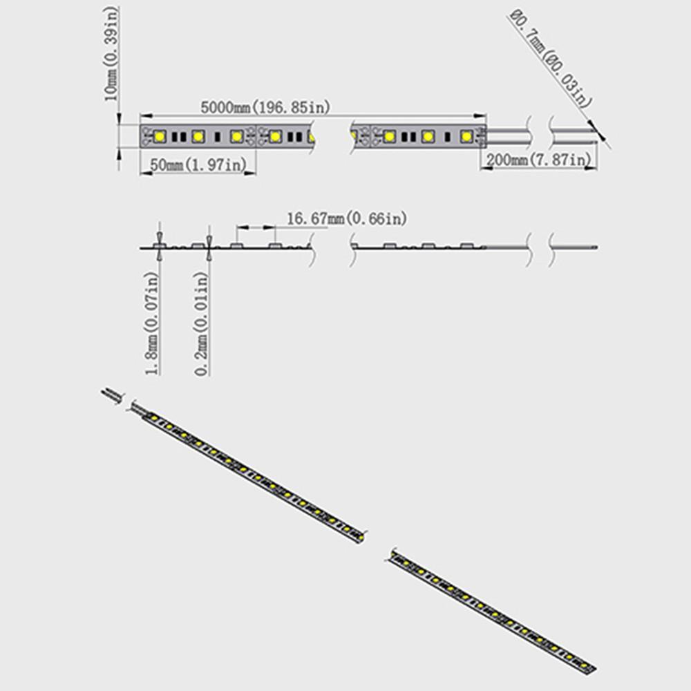DC 12V Dimmable SMD5050-300 Flexible LED Strips 60 LEDs Per Meter 10mm Width 900lm Per Meter