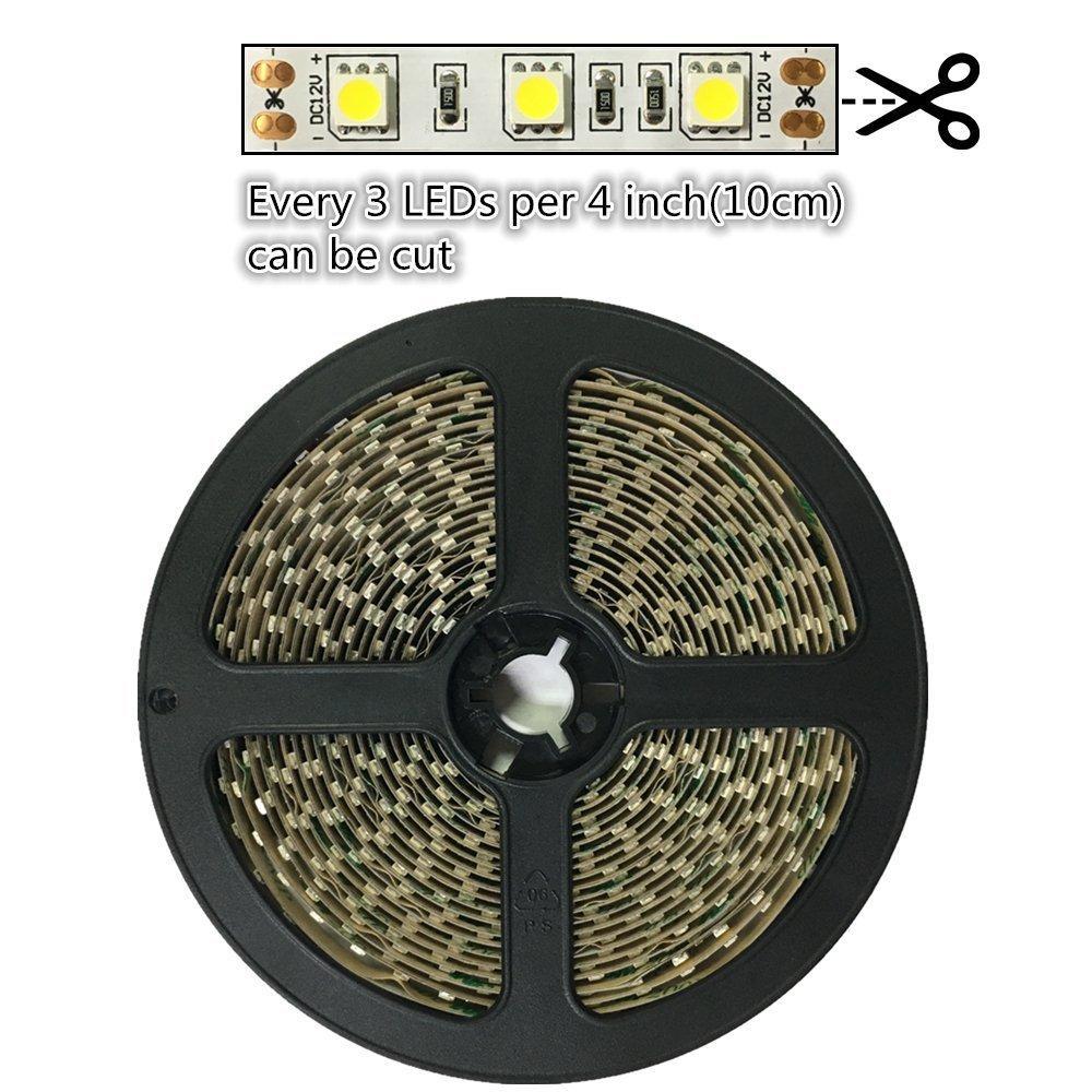 16.4Feet (5Meter)SMD5050 300LED 12VDC 60Watt True Color CRI95+ High Color Accuracy LED Flexible Strip Light that Produce Full Spectrum Natural Light