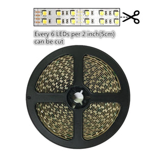 DC 12V Red/Blue/Green/Yellow Dimmable SMD5050-600 Double Row Flexible LED Strips 120 LEDs Per Meter 15mm Width 1800lm Per Meter