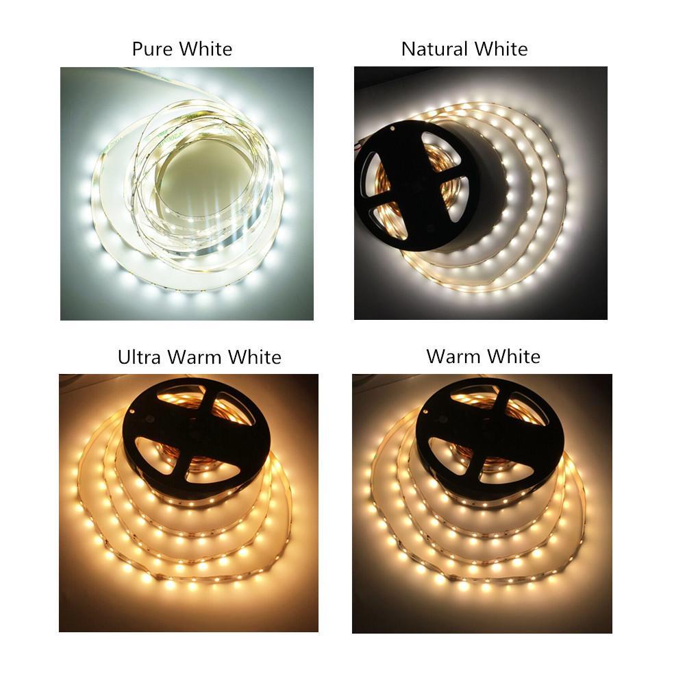 2700K/3000K/4000K/5500K White Color DC 12V Dimmable SMD2835-300 Flexible LED Strips 60 LEDs Per Meter 8mm Width 1000lm Per Meter LED Tape Light