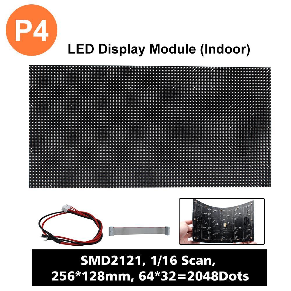 M-F4 (P4) Bare Board LED Module, 4mm Full RGB Pixel Panel Screen in 256 * 128 mm with 2048 dots, 1/16 Scan, 800 Nits LED Tile for Indoor Display
