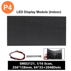 M-F4 (P4) Bare Board LED Module, 4mm Full RGB Pixel Panel Screen in 256 * 128 mm with 2048 dots, 1/16 Scan, 800 Nits LED Tile for Indoor Display