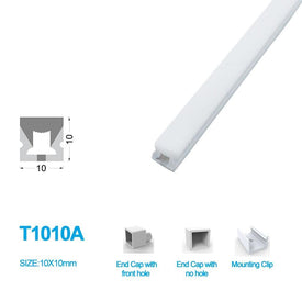 1M/5M/10M/20M Pack of T1010 LED Neon Light Housing Kit with End Caps and Mounting Clips, Flexible Neon Channel Fit for 6mm Wide LED Strip Lights