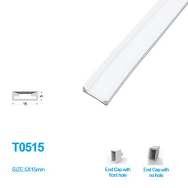 1M/5M/10M/20M  Pack of T0515 LED Neon Light Housing Kit with End Caps and Mounting Clips, Flexible Neon Channel Fit for 12mm Wide LED Strip Lights
