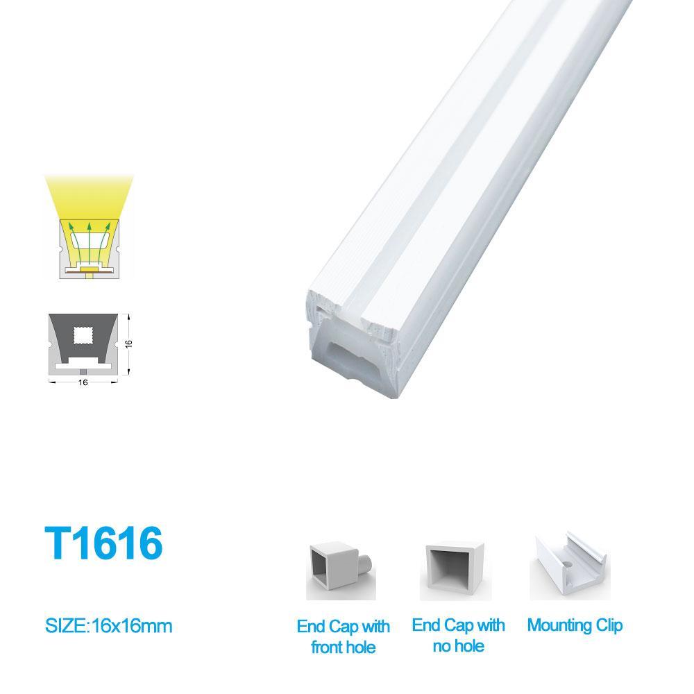 1M/5M/10M/20M Pack of T1616 LED Neon Light Housing Kit with End Caps and Mounting Clips, Flexible Neon Channel Fit for 10/12 Wide LED Strip Lights