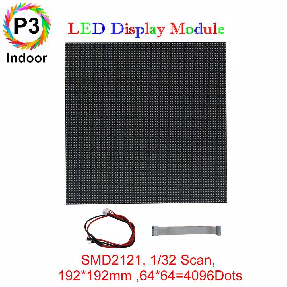 M-ID3 P3 Normal Indoor Series LED Module,Full RGB 3mm Pixel Pitch LED Display Tile in 192*192mm with 4096 dots, 1/32 Scan, 800 Nitsfor indoor Display