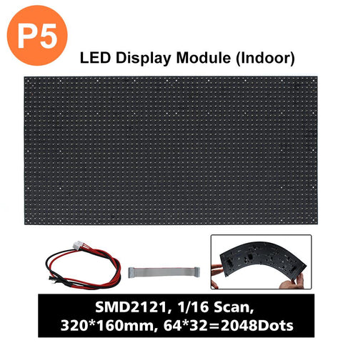 Image of M-F5L (P5L Bare Board LED Module, 5mm Full RGB Pixel Panel Screen in 320 * 160 mm with 2048 dots, 1/16 Scan, 800 Nits LED Tile for Indoor Display