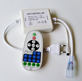 750Watt LED Dimmer for AC110V/220V LED Strip Light, Wireless Remote Control Dimmer with 2 Prong Outlet, Timer Switch