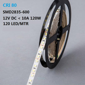 DC12V 84W 7A 5Meter (16.4Ft) SMD2835 600LEDs/Roll Color Rendering Index CRI80 Flexible LED Strips 1900LM/M 8mm Wide White PCB