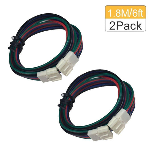 Image of 2 Pack (2016 Updated Version) Solderless Jumper Snap Down 4Conductor LED Strip Connectors for 10mm Wide SMD5050 RGB Color Flex LED Strips