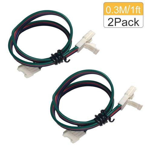 Image of 2 Pack (2016 Updated Version) Solderless Jumper Snap Down 4Conductor LED Strip Connectors for 10mm Wide SMD5050 RGB Color Flex LED Strips