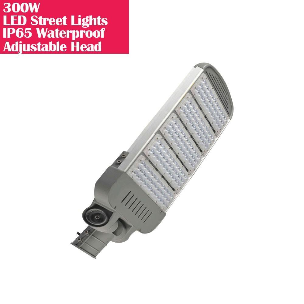 300W IP65 Waterproof Adjustable Head LED Street Lights Modular LED Pole Light Outdoor 120LM/W CRI80+ Warm White 3000K