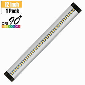 1 PACK 7mm Thick Silver Finish LED Under Cabinet Lighting Dimmable Kit CRI90 300LM SMD2835 12V 5W with Dimmer & Power Supply Included