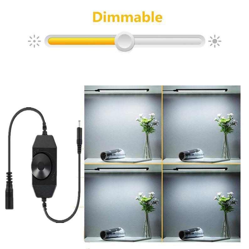 1 PACK 7mm Thick Black Finish LED Under Cabinet Lighting Dimmable Kit CRI90 300LM SMD2835 12V 5W with Dimmer & Power Supply Included