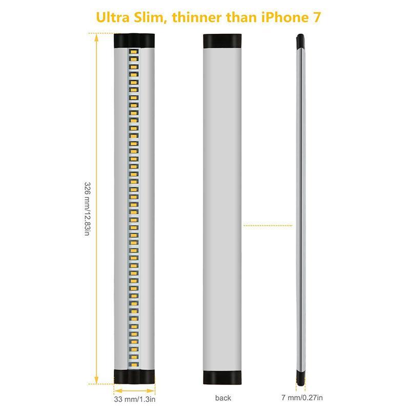 6 Pack 7mm Thick Silver Finish LED Under Cabinet Lighting Kit Dimmable 1800LM CRI90 SMD2835 12V 30W with Dimmer & Power SUpply Included