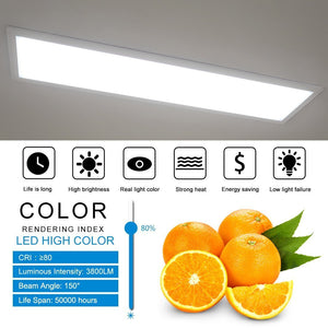 1'x4' (295x1195mm) 40W LED Panel Light in 0.39'' (10mm) White Trim Flat Sheet Panel Lighting Board Super Bright Ultra Thin Glare-Free