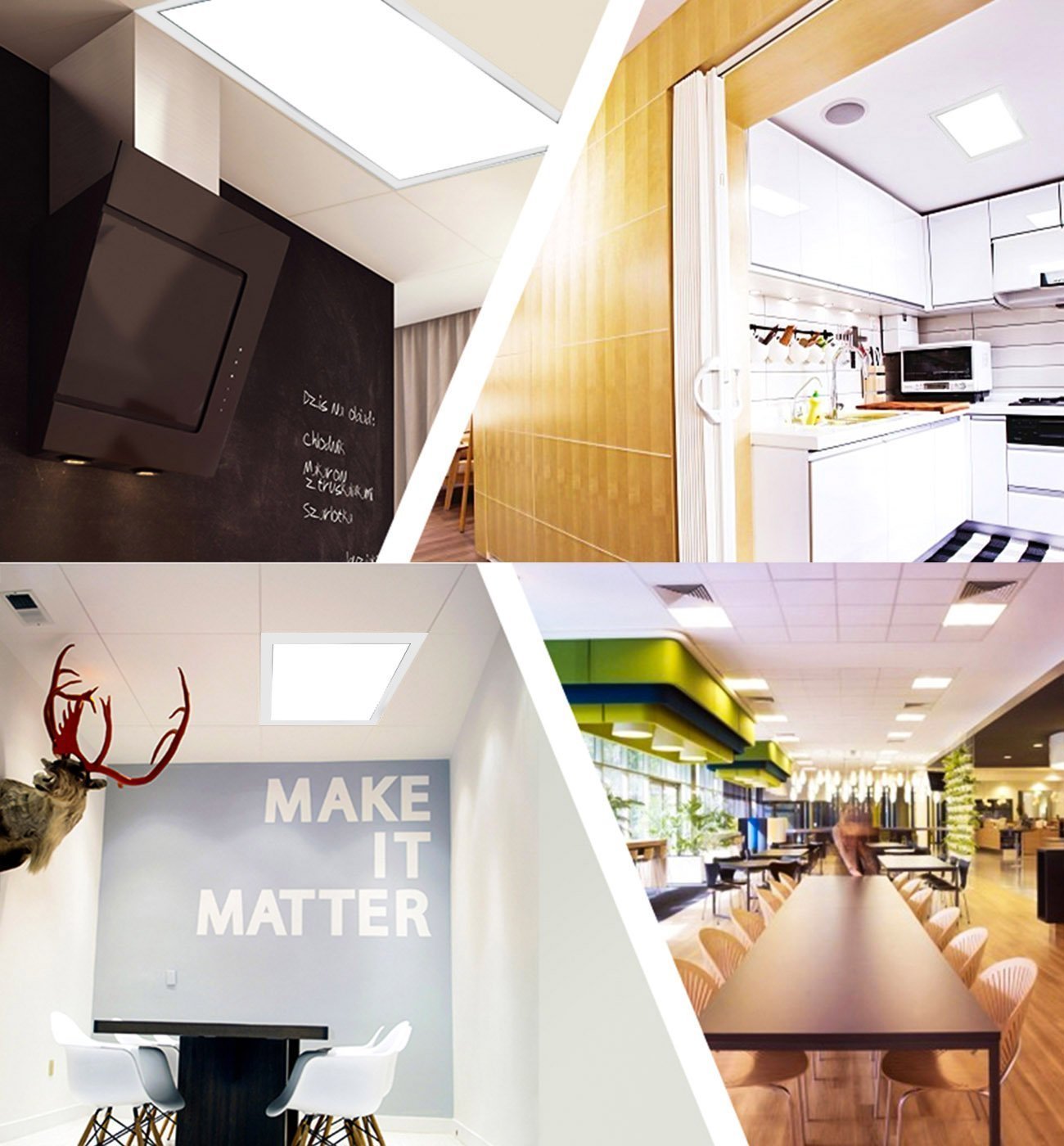 1'x4' (295x1195mm) 40W LED Panel Light in 0.39'' (10mm) White Trim Flat Sheet Panel Lighting Board Super Bright Ultra Thin Glare-Free