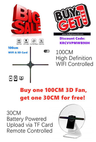 Free Shipping 100cm 3D Hologram WiFi App Control Advertising Display LED Fan- 4 Blades 1408 HD Resolution Ideal for Store/Casino/Restaurant/Bar Signs
