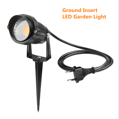 Image of FREE SHIPPING 5 PACK of 5W Outdoor IP65 Ground Inserted / Seated LED Garden Light Bullet Head Black Color Finish 85-265V AC Non-Dimmable with Plug and Play Power Cord