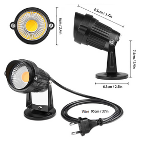 FREE SHIPPING 5 PACK of 5W Outdoor IP65 Ground Inserted / Seated LED Garden Light Bullet Head Black Color Finish 85-265V AC Non-Dimmable with Plug and Play Power Cord