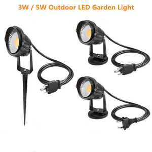FREE SHIPPING 5 PACK of 5W Outdoor IP65 Ground Inserted / Seated LED Garden Light Bullet Head Black Color Finish 85-265V AC Non-Dimmable with Plug and Play Power Cord
