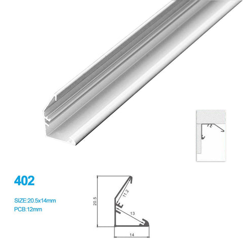 5/10/25/50 Pack 20.5MM*14MM Counter Lighting Aluminum Profile with Reflector Construction for LED strip lighting installation
