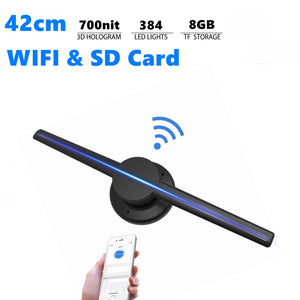 Free Shipping 43cm 3D Hologram WiFi App Control Advertising Display LED Fan- 2 Blades 640 Resolution Ideal for Store/Casino/,Restaurants/Bar Signs