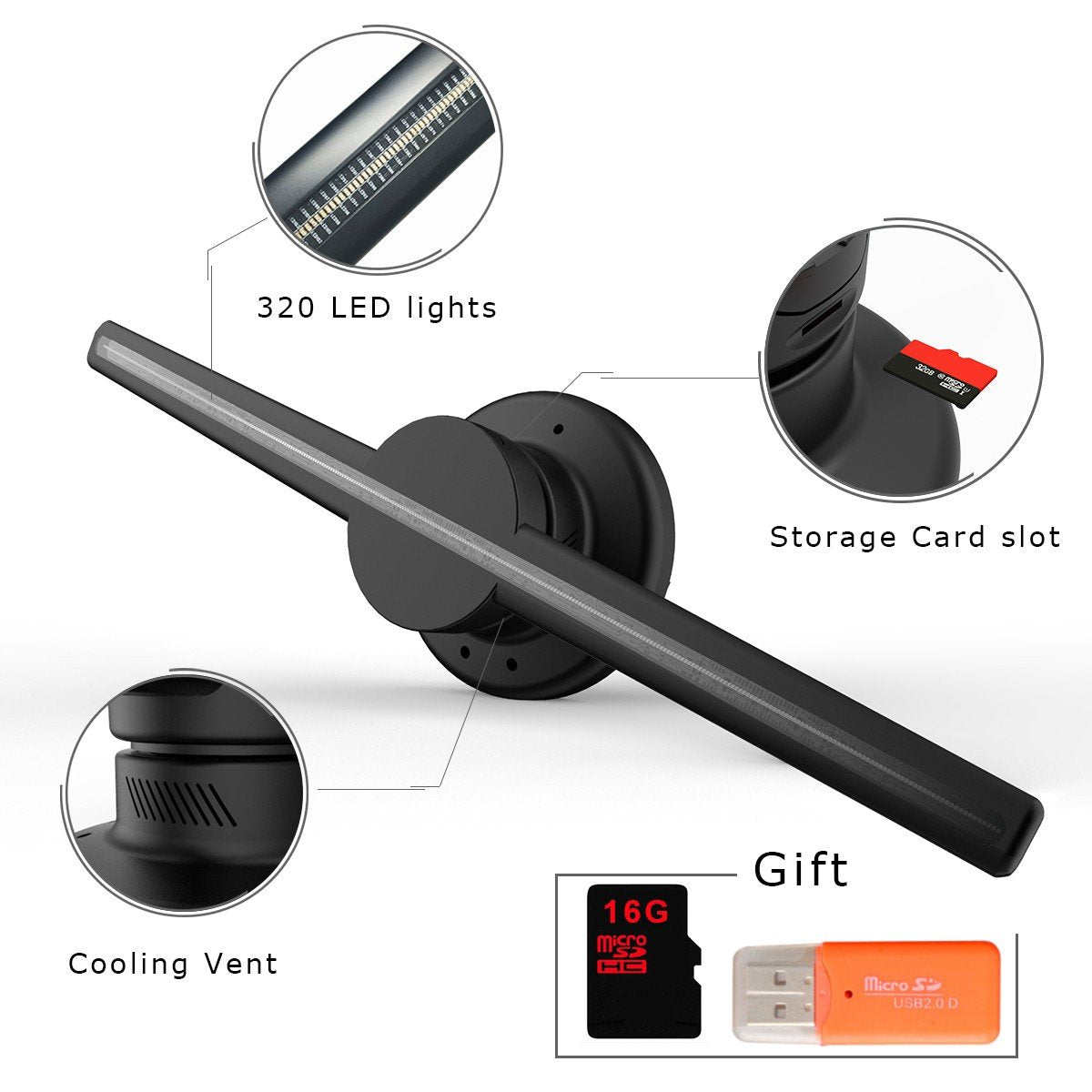 Free Shipping 43cm 3D Hologram WiFi App Control Advertising Display LED Fan- 2 Blades 640 Resolution Ideal for Store/Casino/,Restaurants/Bar Signs