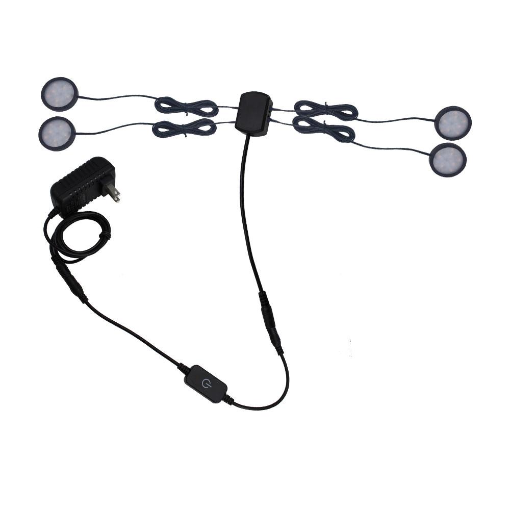 A-Series 4 Pack (4*2W) Dimmable CRI 90 Ultra Thin LED Under Cabinet Puck Lights With Dimmer & Power Adapter,All Accessories Included