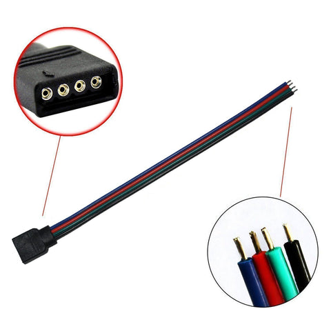 Image of 10pcs Pack RGB LED Light Strips Connector with 4Pin plug RGB LED Strip Connector Cable for SMD 5050/3528 RGB LED Strip light - 15cm/6 Inch