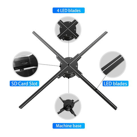 Image of Free Shipping 65cm 720 LEDs 3D Hologram Advertising Display LED Fan, WiFi App Holographic 3D Photos and Videos