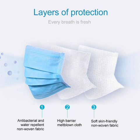 10Pack of BFE95% Face Masks, 3-Ply Cotton Filter Medical Sanitary for Dust, Germ Protection