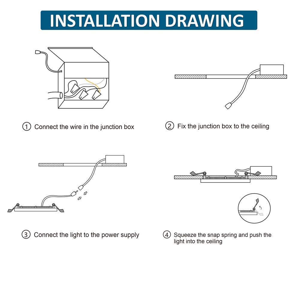 4Pack 4 Inch Ultra-Thin Recessed Ceiling Light 9W 650LM Dimmable LED Downlight Ceiling Light with Junction Box