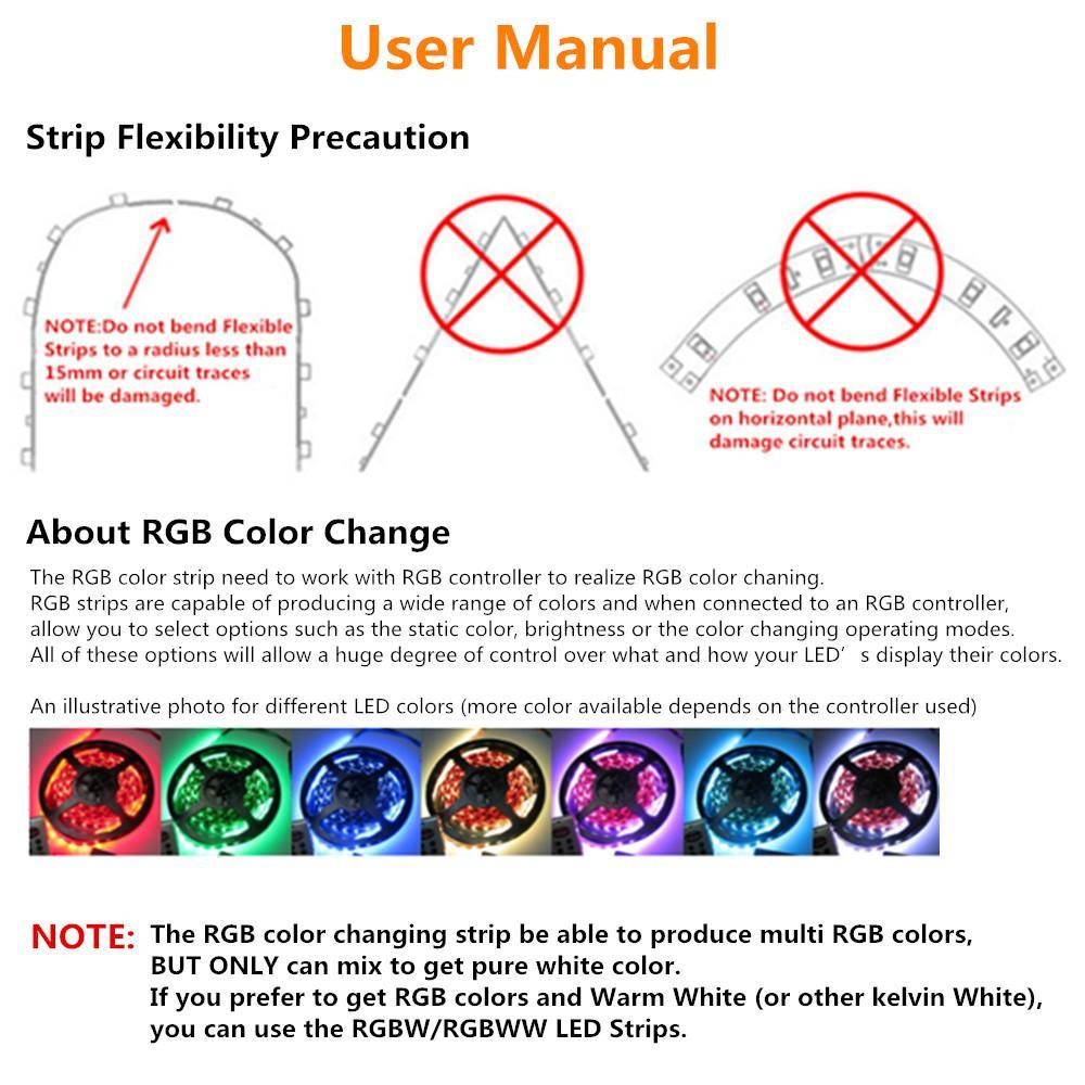 SMD5050-150 RGB Color Change Tri-Chip Flexible LED Strips 30 LEDs Per Meter 10mm Width