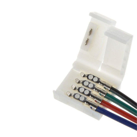 2 Pack Solderless Jumper Snap Down 4Conductor LED Strip Connectors for 10mm Wide SMD5050 RGB Color Flex LED Strips
