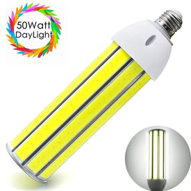 LED Corn Light Bulb 50W, Daylight White 5500K, 4500Lumens, E26/E27 Base, COB LED Chips (210Pcs), for Indoor Outdoor Garage Factory Warehouse