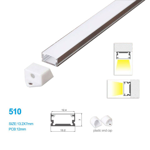 5/10/25/50 Pack 13.2MM*7MM Ceiling Mounted or Wall Mounted LED Aluminum Profile with Flat Cover for LED Rigid Strip Lighting System