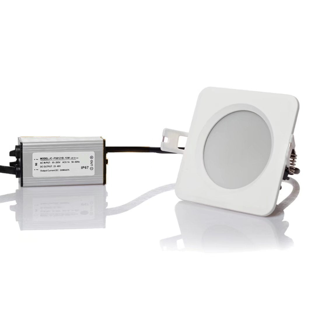 5W/7W/9W/12W/15W Waterproof IP65 Non-dimmable CRI>80 Square Shape Recessed LED Downlight Fixture Fit for Shower, Suana and Outdoor Lighting