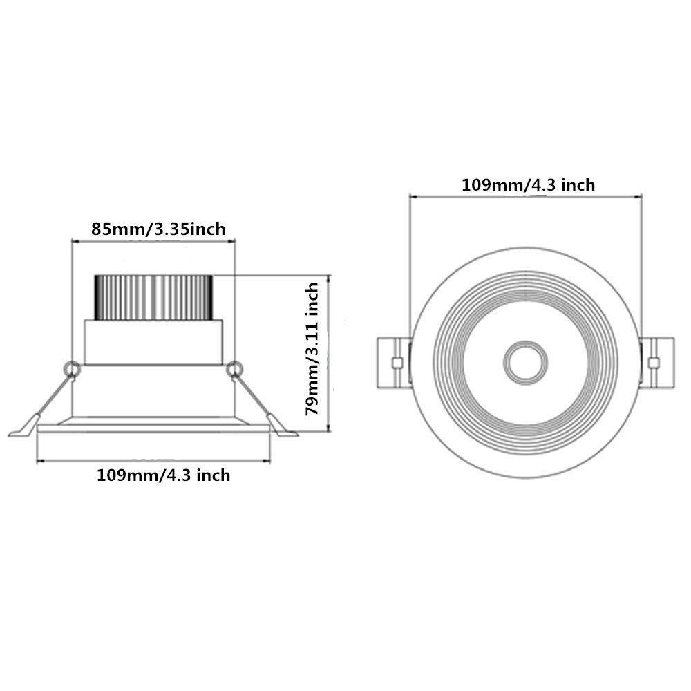 LED Downlight 9W Dimmable CRI80 COB Directional Recessed Ceiling Light Cut-out 3.35in (85mm) 60 Beam Angle 80W Halogen Bulbs Equivalent