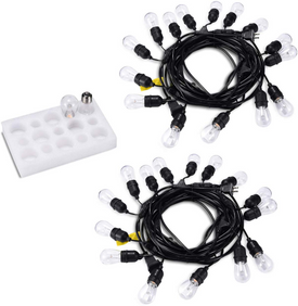 2-Pack Dimmable Waterproof LED Outdoor String Lights - Hanging, 2W Edison Bulbs - 48Ft Commercial Lights for Decor for Patio, Backyard, Garden, Bistro¨C S14 Black - Warm White,Blk(96ft)